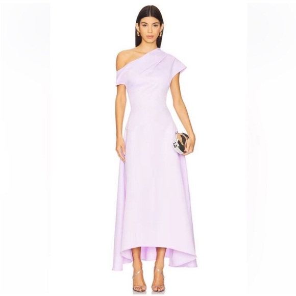 elliatt marissa purple one shoulder asymmetrical hem maxi gown dress size small